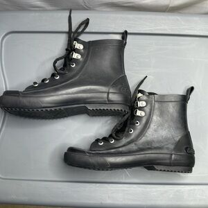 Rocket Dog lace up rubber rain boots: